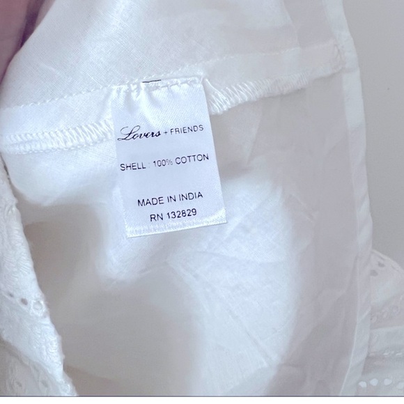 Lovers + Friends Kate White Off-Shoulder Dress Eyelet Cottage core Dress Medium - Picture 9 of 9